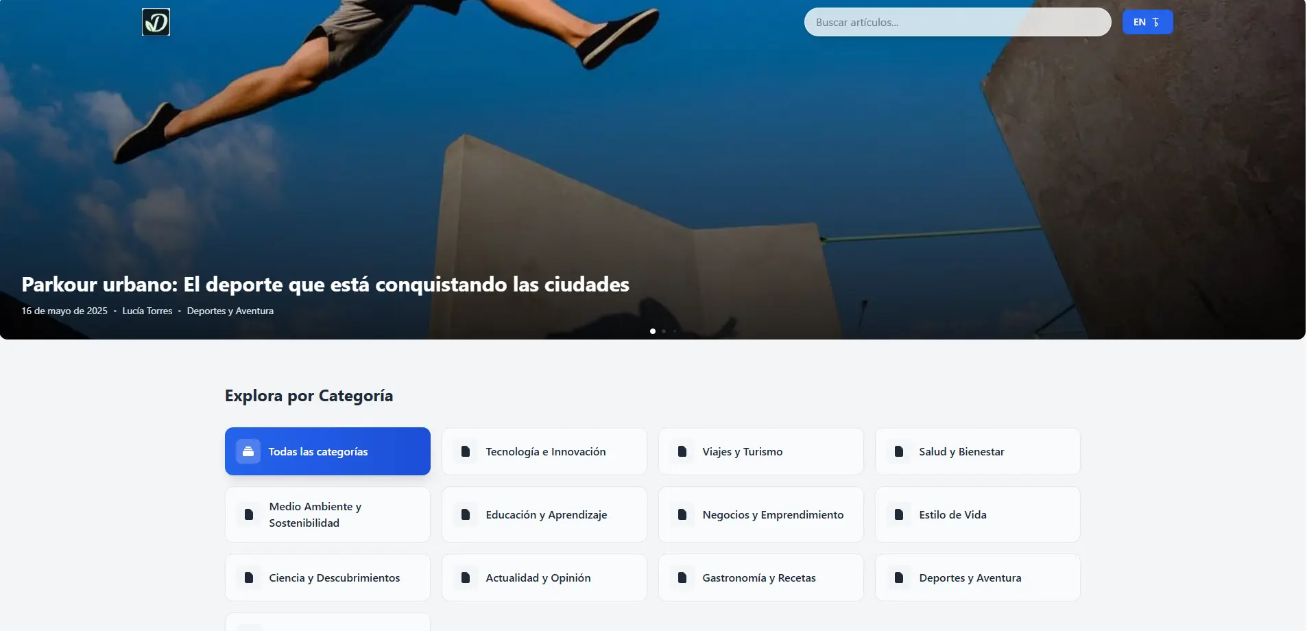 Captura del proyecto Blog Multilingüe